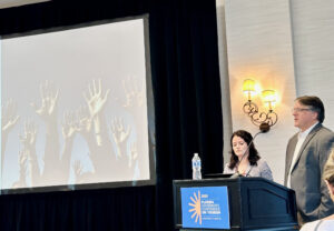 Ken Schaefer and Amy McClain-Ponder from Beeby Clark+Meyler presenting an AI SEO session at the VISIT FLORIDA Governor’s Conference on Tourism